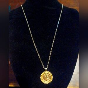 Elegant Gold Rose Coin Pendant Necklace